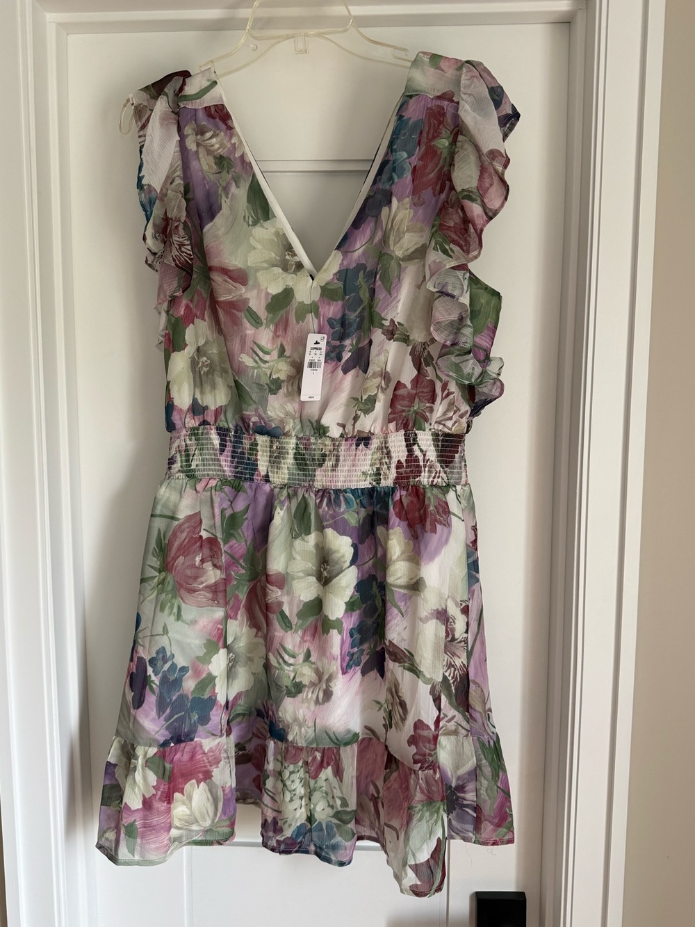 NWT Express Floral Ruffle Mini Dress Size Large